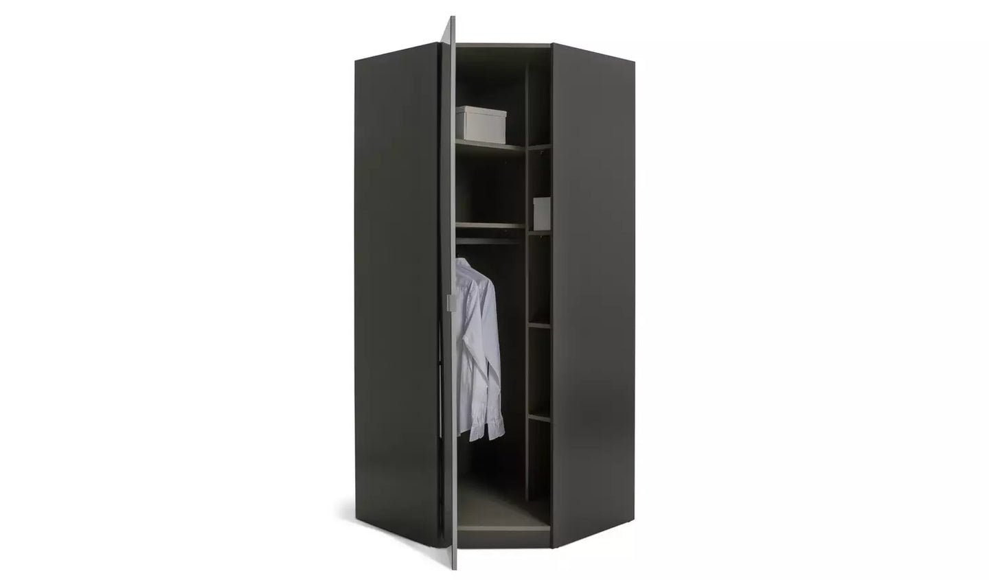 Habitat Munich Corner 1 Door Mirror Wardrobe - Anthracite